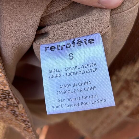 RETROFETE Carlotta Sequin top nude size small NWT - Picture 10 of 13